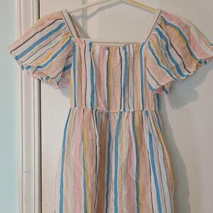Roxy/Dress/Girls/M 10-12/Pastel Stripe/Flutter Sleeve